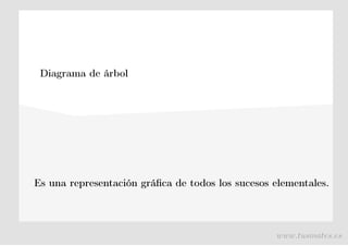Diagrama de árbol
Es una representación gráfica de todos los sucesos elementales.
www.tusmates.es