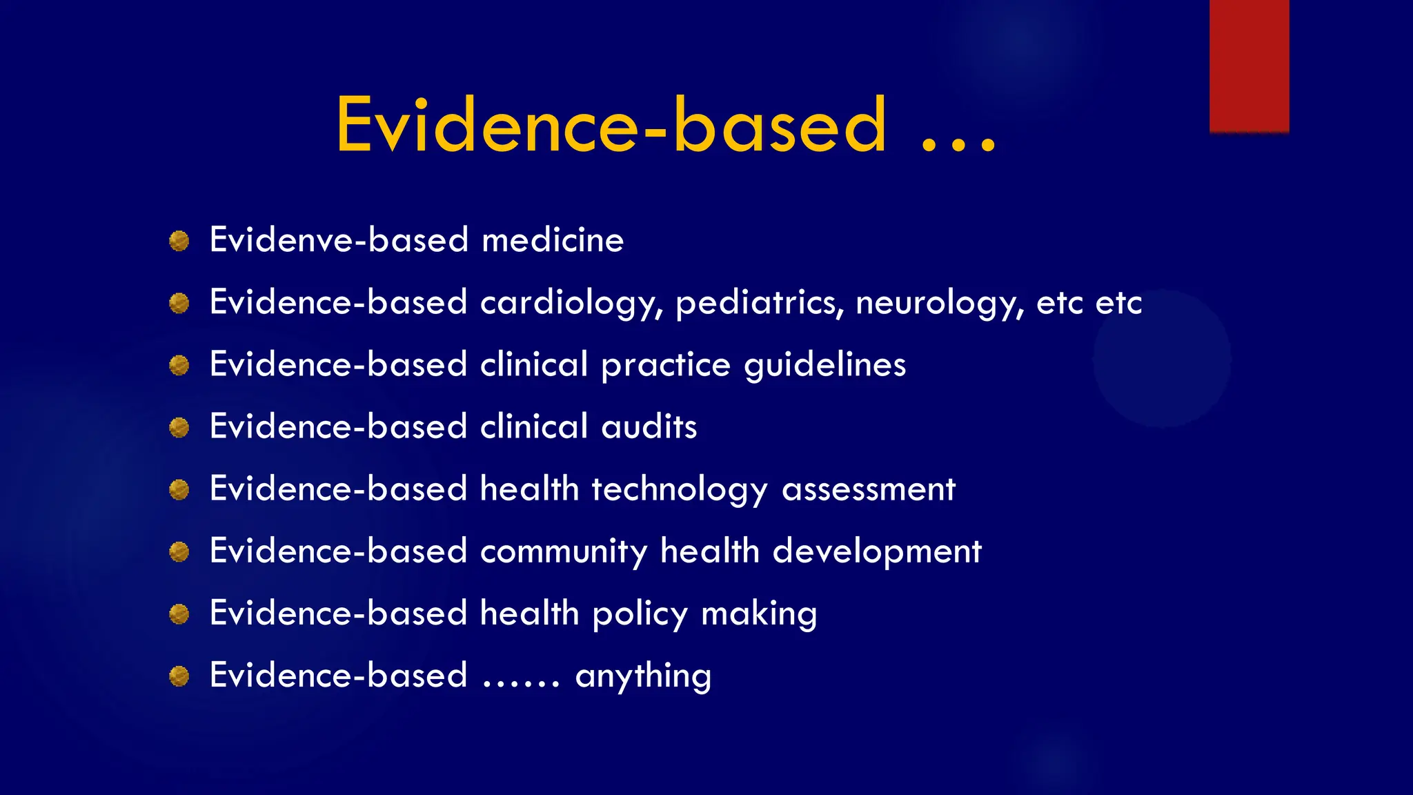 SS/EBM/IKA-UDIP-2010
Evidence-based …
Evidenve-based medicine
Evidence-based cardiology, pediatrics, neurology, etc etc
Evidence-based clinical practice guidelines
Evidence-based clinical audits
Evidence-based health technology assessment
Evidence-based community health development
Evidence-based health policy making
Evidence-based …… anything
 