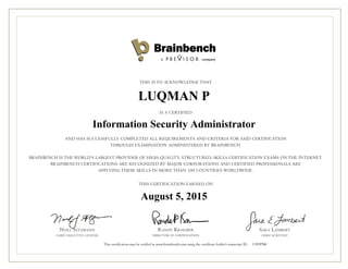 LUQMAN P
Information Security Administrator
August 5, 2015
11919768
 