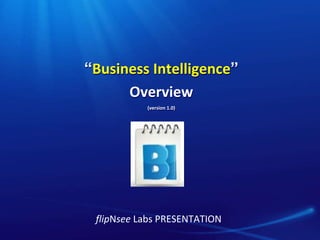 “Business Intelligence”
Overview
(version 1.0)
flipNsee Labs PRESENTATION
 