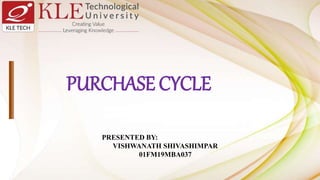PURCHASE CYCLE
PRESENTED BY:
VISHWANATH SHIVASHIMPAR
01FM19MBA037
 