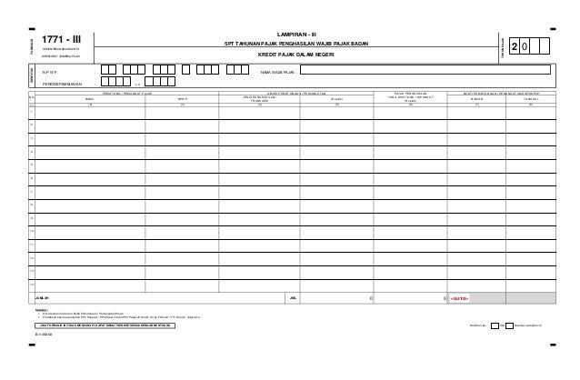 wajib pajak formulir badan induk SPT form 1771