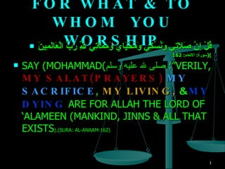 FOR WHAT & TO WHOM  YOU WORSHIP ,[object Object],[object Object]