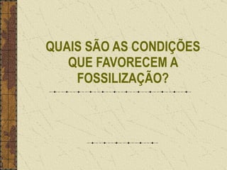 QUAIS SÃO AS CONDIÇÕES QUE FAVORECEM A FOSSILIZAÇÃO? 