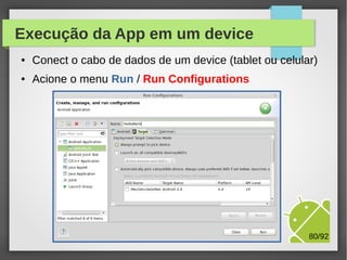Exercício 03: Regras de negócio

Criação do
Listener para o
Evento de clique
do botão

Método invocado
após o clique
do botão

M.Sc. Márcio Palheta

80/94

 