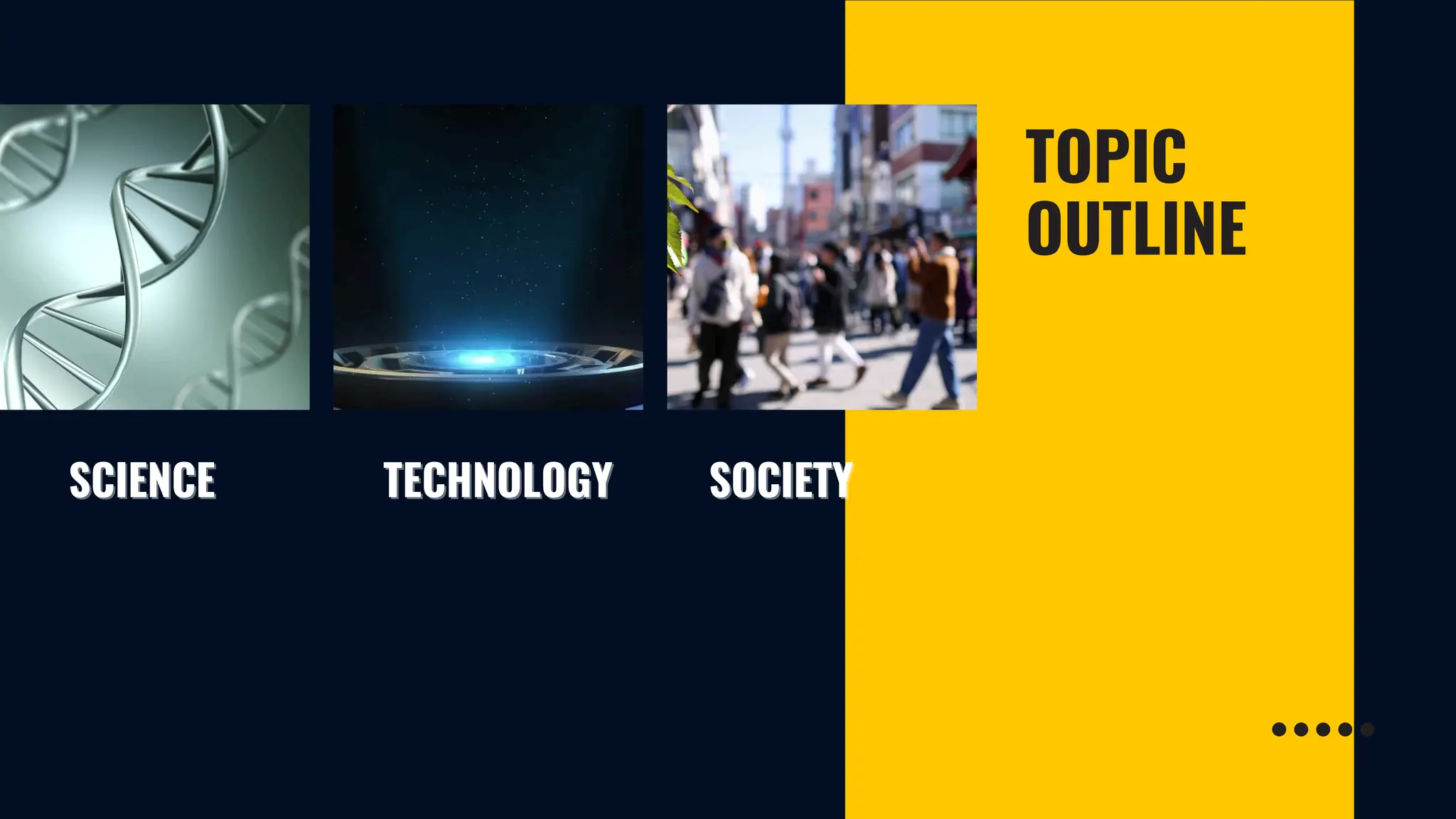 TOPIC
OUTLINE
SCIENCE
SCIENCE TECHNOLOGY
TECHNOLOGY SOCIETY
SOCIETY
 