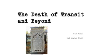 The Death of Transit
and Beyond
Geoff Huston
Chief Scientist, APNIC
Dave Crosby, https://www.flickr.com/photos/wikidave/4044498586/
 