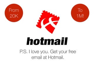P.S. I love you. Get your free
email at Hotmail.
From
20K
To
1M!