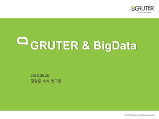 © 2013 Gruter. All rights reserved.
GRUTER & BigData
2013.08.28
김형준 수석 연구원
 