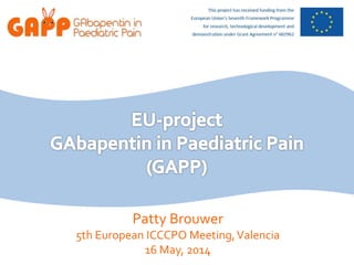 Patty Brouwer 
5th European ICCCPO Meeting, Valencia 
16 May, 2014 
 