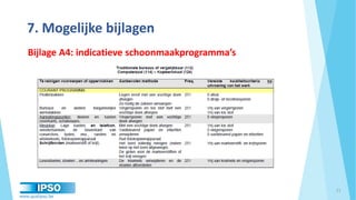 www.qualipso.be
7. Mogelijke bijlagen
21
Bijlage A4: indicatieve schoonmaakprogramma’s
 