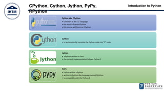 IHTM Python PCEP Introduction to Python | PPTX