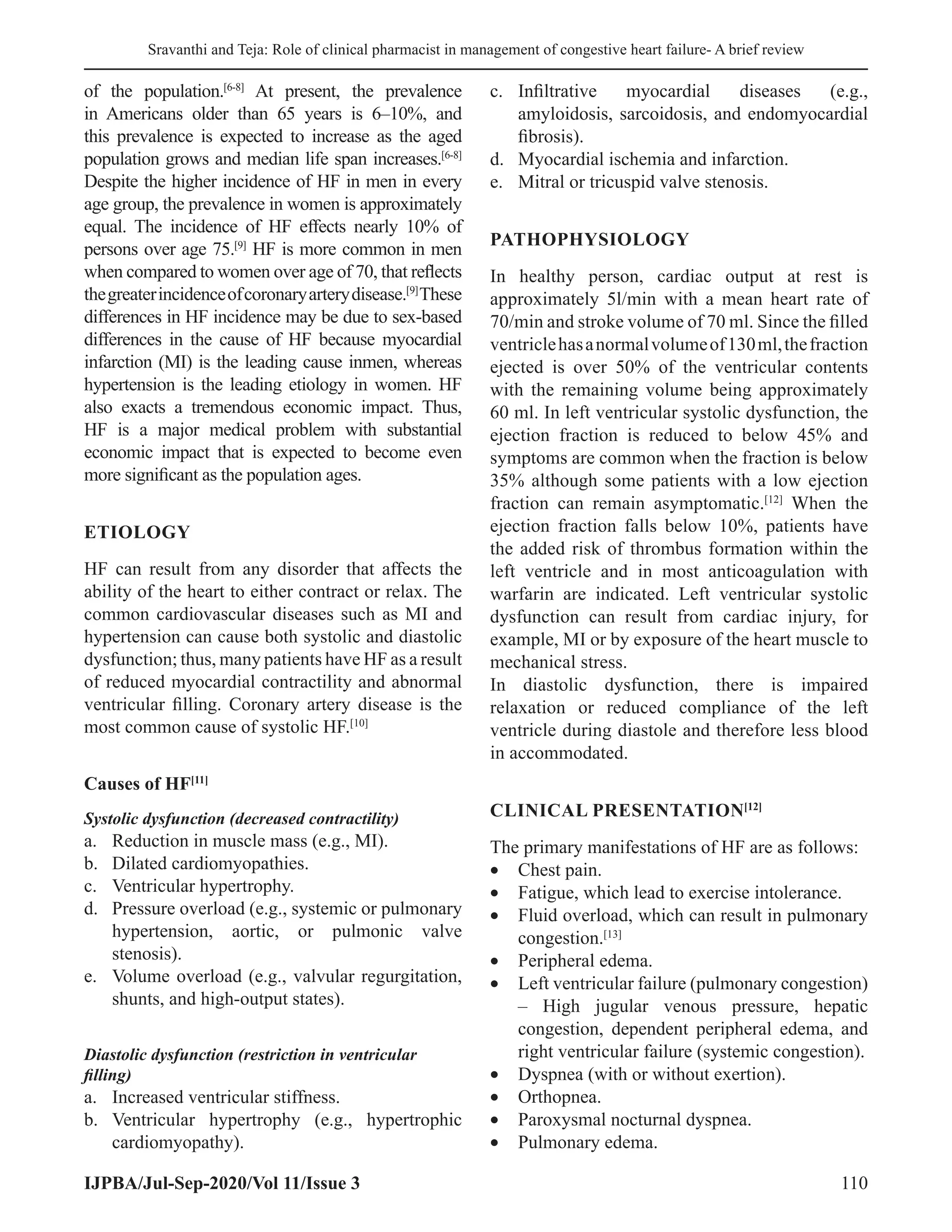Optimizing Heart Failure Management A Review Of The Clinical Pharmacist Role of Clinical Pharmacist in Management of Congestive Heart Failure