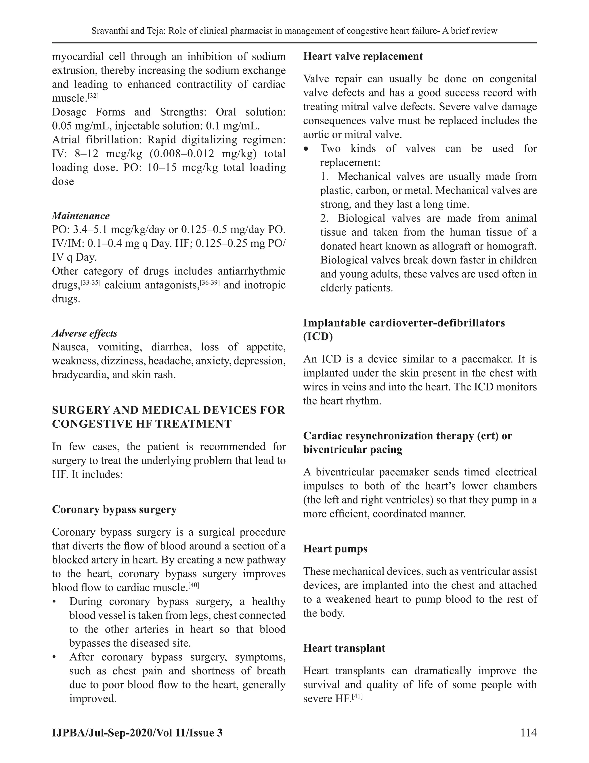 Optimizing Heart Failure Management A Review Of The Clinical Pharmacist Role of Clinical Pharmacist in Management of Congestive Heart Failure