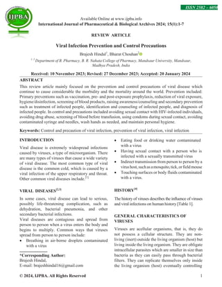 Viral Infection Prevention and Control Precautions | PDF