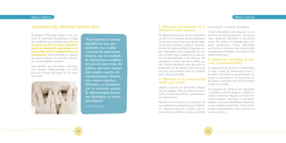 Marco teórico		                                                            		                                                                       Marco teórico


TRASTORNO DEL ESPECTRO AUTISTA (TEA)                                       1. Alteración del desarrollo de la             pronominal e invención de palabras.
                                                                           interacción social recíproca
                                                                                                                          Tienen dificultades para entender las ex-
El término TEA pone énfasis en un con-                                     En algunas personas se da un aislamiento       presiones faciales, las posturas o los gestos;
tinuo de diferentes dimensiones en lugar     “Son trastornos neurop-       social; otras se muestran pasivas presentan-   estas conductas dificultan la interacción
de considerar una categoría única. En las                                  do un interés escaso hacia los demás. Algu-    social. No utilizan el lenguaje para com-
personas con TEA se altera cualitativa-      siquiátricos que, pre-        nas personas pueden establecer relaciones      partir experiencias. Tienen dificultades
mente un conjunto de capacidades en la       sentando una amplia           sociales de manera extraña. En general, tie-   para iniciar o mantener una conversación;
interacción social, la comunicación y la     variedad de expresiones       nen dificultades para comprender las nor-      no entienden las bromas, ni la ironía, ni las
imaginación. Posteriormente se incluyó       clínicas, son el resultado    mas sociales y para compartir sus emocio-      dobles intenciones.
un cuarto aspecto: los patrones repetiti-
                                             de disfunciones multifac-
                                                                           nes, los pensamientos y sus intereses. No      3. Repertorio restringido de inte-
vos de actividades e intereses.                                            entienden las frases que tienen doble sen-
                                             toriales del desarrollo del                                                  reses y comportamientos
                                                                           tido, tienen dificultades para descubrir las
Esto significa que nos vamos a encontrar
con personas diagnosticadas con TEA          sistema nervioso central.     intenciones de los demás. Todo esto hace       La mayoría de las personas no desarrollan
                                             Este amplio espectro de       que para estas personas suela ser complejo     el juego normal de simulación, ficción o
pero con diversa afectación de los sínto-
                                                                           crear relaciones sociales.                     fantasía y esto limita su capacidad para en-
mas clave:                                   manifestaciones clínicas,
                                             con causas orgánicas          2. Alteración en la comunicación
                                                                                                                          tender las emociones y las intenciones de
                                                                                                                          los demás. Les resulta muy difícil anticipar
                                                                           verbal y no verbal
                                             diferentes, se caracteriza                                                   lo que va a suceder.
                                             por la afectación nuclear     Algunas personas no desarrollan ningún
                                                                                                                          Los patrones de conducta son repetitivos
                                                                           tipo de lenguaje; otras se comunican utili-
                                             de determinadas funcio-       zando sistemas alternativos o aumentativos
                                                                                                                          y ritualistas, pueden apegarse a objetos in-
                                             nes fisiológicas y neuro-                                                    usuales y extraños. Algunas personas desa-
                                                                           de comunicación.
                                                                                                                          rrollan intereses específicos o peculiares.
                                             psicológicas”                 Muchas veces la forma y el contenido de        Además, se da una sensibilidad inusual ha-
                                             (Autismo-Europa)              sus competencias lingüísticas son diferen-     cia los estímulos sensoriales. Tienen movi-
                                                                           tes. Algunos muestran ecolalia, esto es,       mientos estereotipados: aleteo, frotarse las
                                                                           repetición de palabras o frases; inversión     manos, mecerse…




                                        28                                                                                29
 