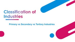 Primary vs Secondary vs Tertiary Industries
 