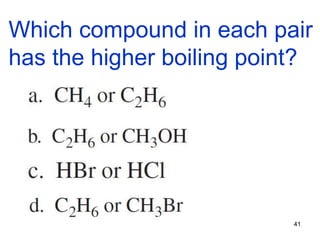 41
Which compound in each pair
has the higher boiling point?
 