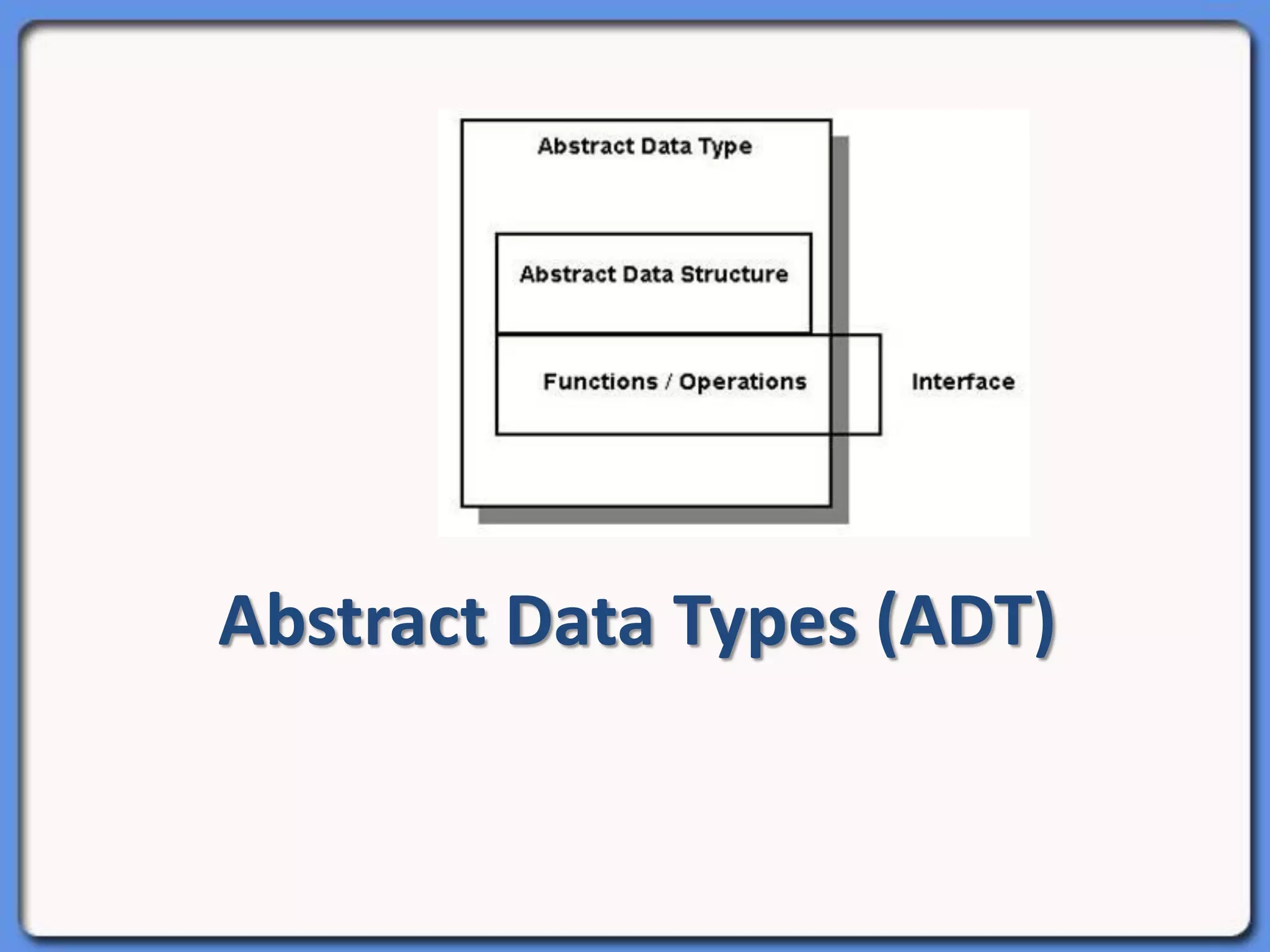 Abstract Data Types (ADT)
 