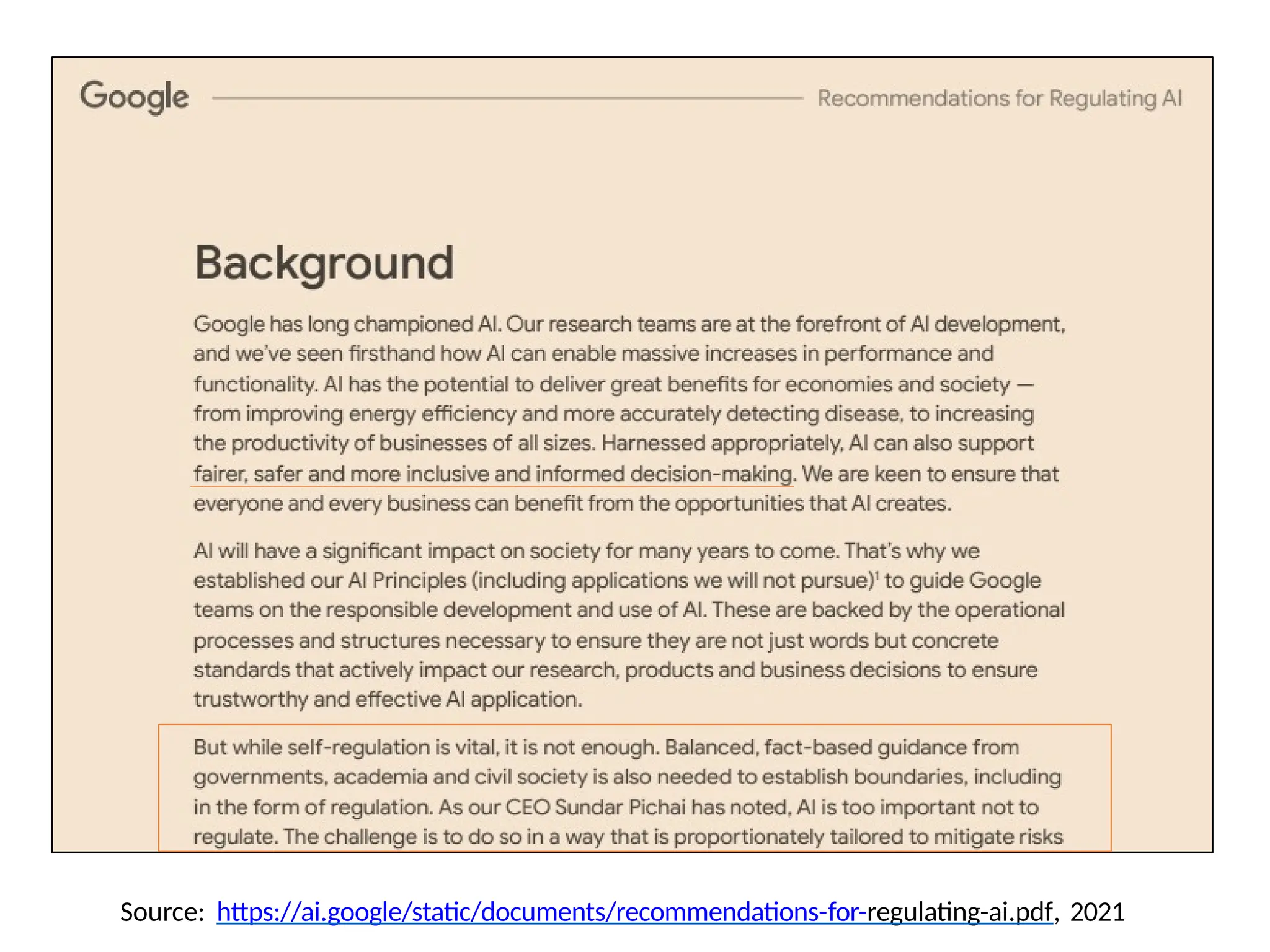 Source: https://ai.google/static/documents/recommendations-for-regulating-ai.pdf, 2021
 