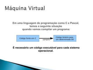 É necessário um código executável para cada sistema
operacional.
 