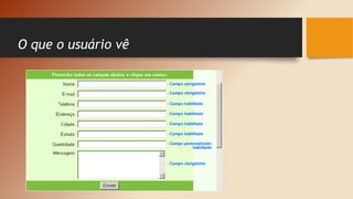 O que o usuário vê
 