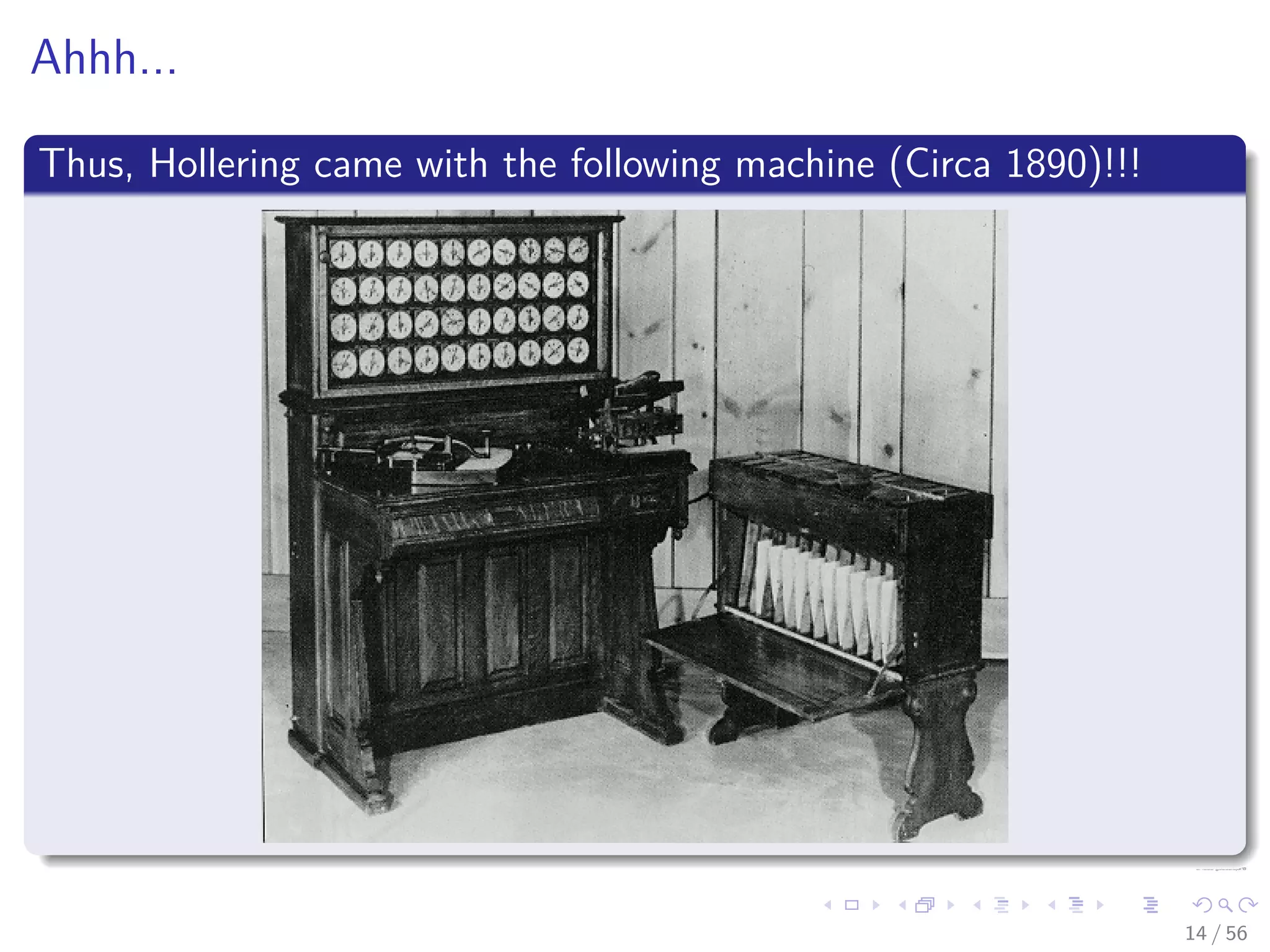 Ahhh...
Thus, Hollering came with the following machine (Circa 1890)!!!
14 / 56
 