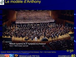 Mohamed Louadi, PhD Tunis mlouadi@louadi.com50
Dudamel - Mahler 8 'Symphony of a Thousand' (Live From Caracas) - Part 1- Veni Creator Spiritus,
https://www.youtube.com/watch?v=wuve8eKeqKA
Le modèle d’Anthony
0:50
 