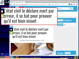 Mohamed Louadi, PhD Tunis mlouadi@louadi.com83
Les caractéristiques de l’information
Voir http://www.viedemerde.fr/article/l-etat-civil-le-declare-mort-par-erreur-il-se-bat-pour-prouver-
qu-il-est-bien-vivant_256223.html
 