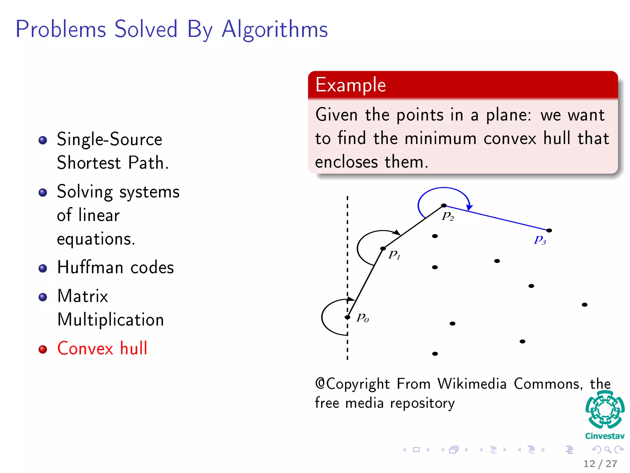 Kolmogorov’s Deﬁnition
A bound for each sub-step
An algorithmic process splits into steps whose complexity is bounded in advance
i.e., the bound is independent of the input and the current state of the
computation.
Transformations done at each step
Each step consists of a direct and immediate transformation of the current state.
This transformation applies only to the active part of the state and does not alter
the remainder of the state.
Size of the steps
The size of the active part is bounded in advance.
Ending the Process
The process runs until either the next step is impossible or a signal says the
solution has been reached.
11 / 36
 