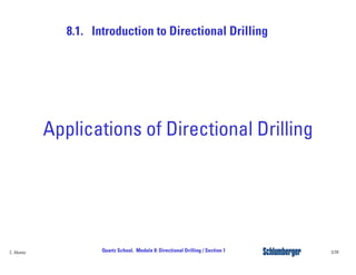 8.1. Introduction to Directional Drilling
3/39Quartz School. Module 8: Directional Drilling / Section 1C. Alvarez
Applications of Directional Drilling
 