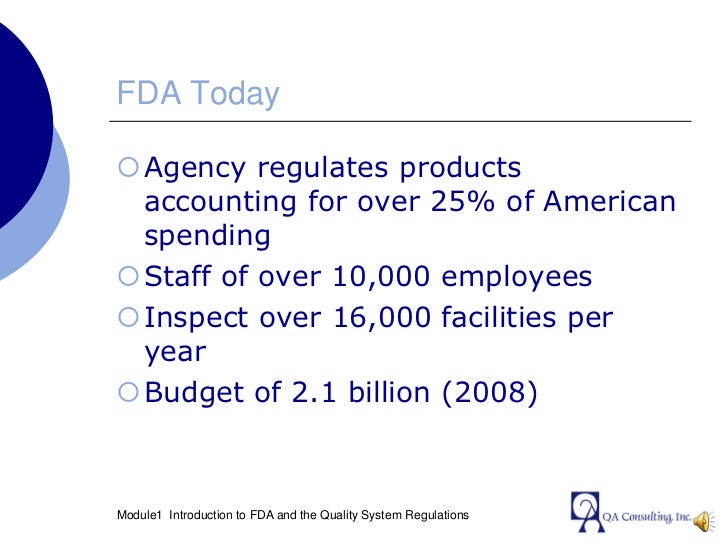 Module 1 Introduction to FDA and Quality System Regulations