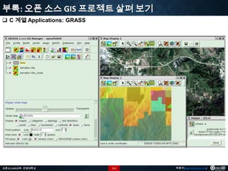 부록: 오픈 소스 GIS 프로젝트 살펴 보기
 C 계열 Applications: GRASS

오픈소스GIS교육 - 안양대학교

115

박희구(hgpark@gaia3d.com)

 