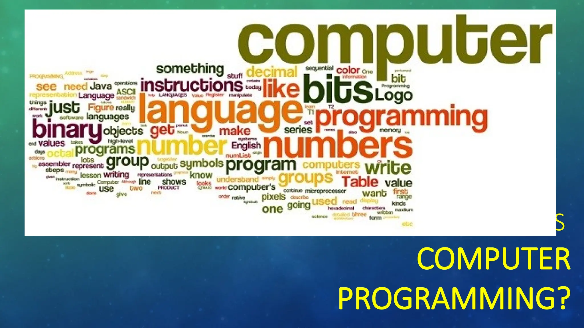 WHAT IS
COMPUTER
PROGRAMMING?
 