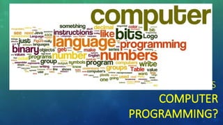 WHAT IS
COMPUTER
PROGRAMMING?
 