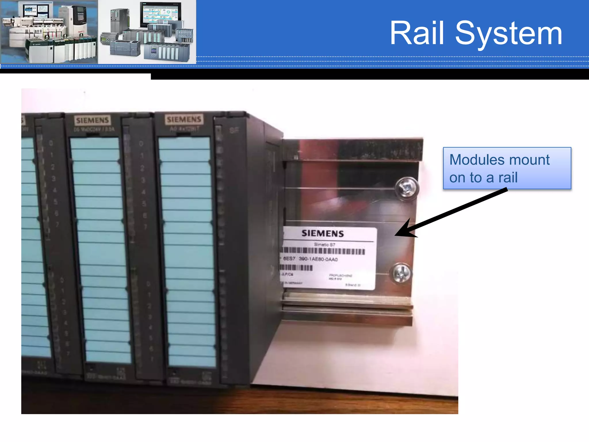 Rail System
Modules mount
on to a rail
 