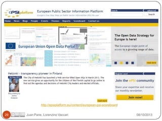 OGD in Europe
 screenshots

http://epsiplatform.eu/content/european-psi-scoreboard
29

Juan Pane, Lorenzino Vaccari

08/10/2013

 