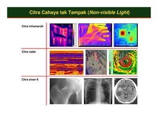 Citra Cahaya tak Tampak (Non-visible Light)

Citra inframerah




Citra radar




Citra sinar-X
 