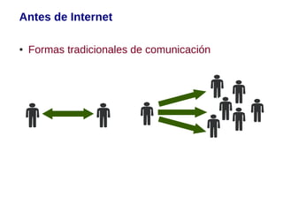 Antes de Internet

●   Formas tradicionales de comunicación
 