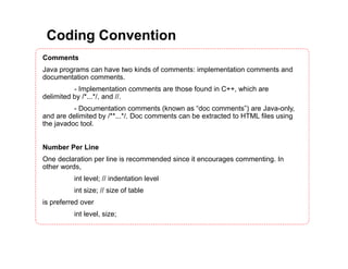 Commenting On Java Java Programming - 01 intro to java | PDF