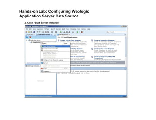 Hands-on Lab: Configuring Weblogic
Application Server Data Source
2. Click “Start Server Instance”
 