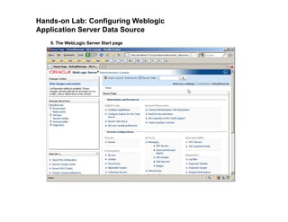 Hands-on Lab: Configuring Weblogic
Application Server Data Source
9. The WebLogic Server Start page
 
