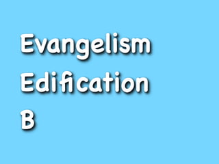 Evangelism
Ediﬁcation
B
 