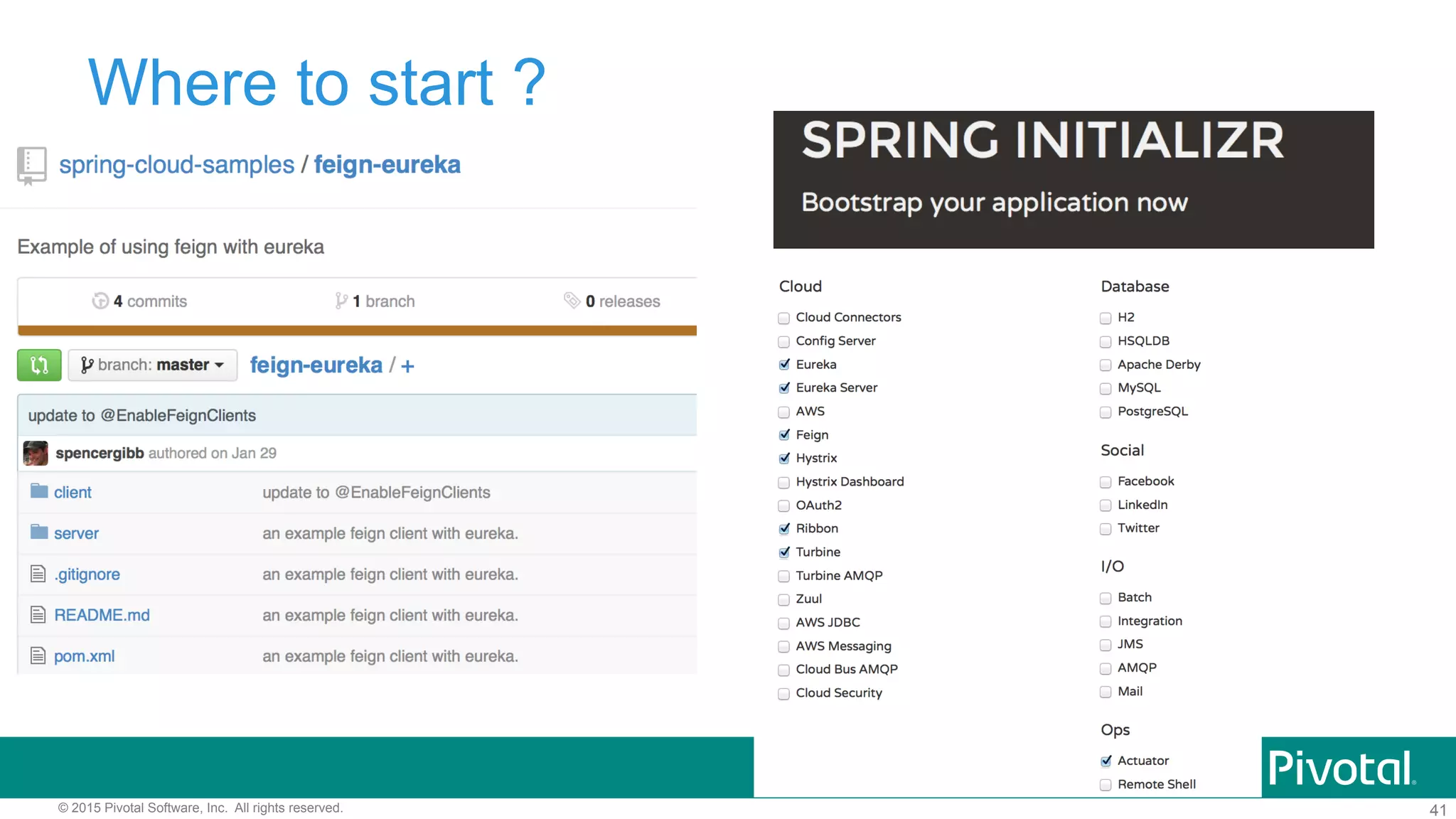 41© 2015 Pivotal Software, Inc. All rights reserved.
Where to start ?
 