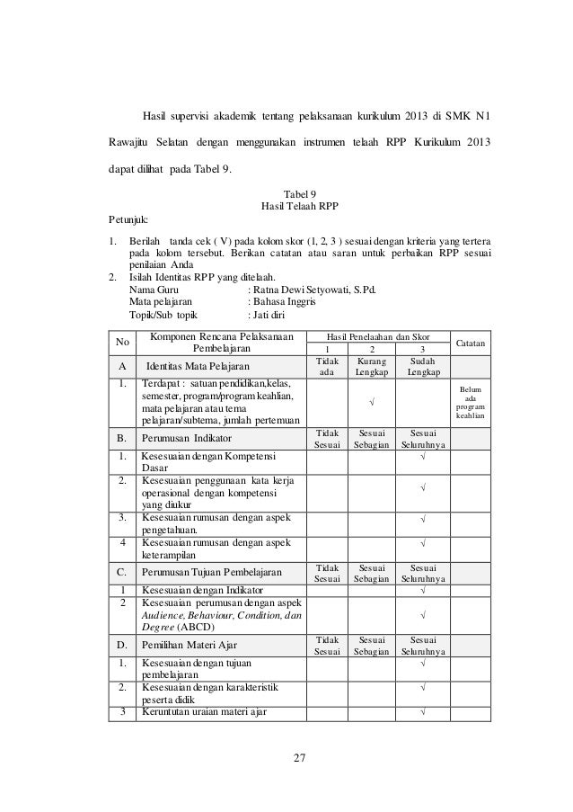 Contoh Evaluasi Hasil Supervisi Akademik - Simak Gambar 