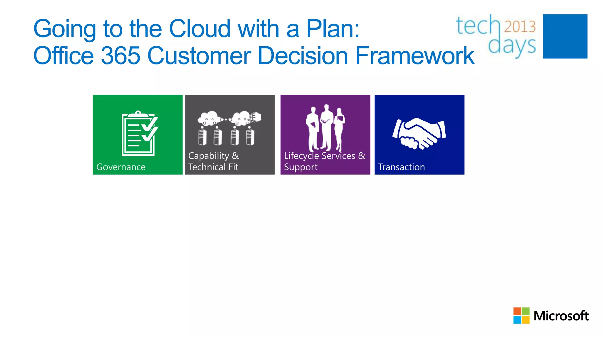 Going to the Cloud with a Plan:
Office 365 Customer Decision Framework
 