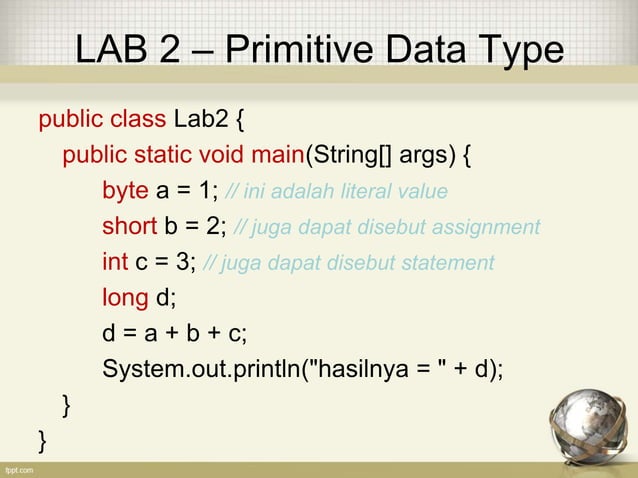 01 Java Language And OOP Part I LAB | PPTX