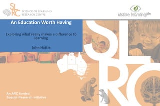 An Education Worth Having 
Exploring what really makes a difference to 
learning 
John Hattie 
 