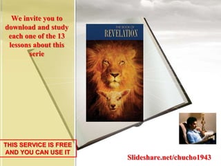 We invite you to
download and study
each one of the 13
lessons about this
serie
THIS SERVICE IS FREE
AND YOU CAN USE IT
Slideshare.net/chucho1943
 