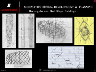 SCHEMATICS DESIGN, DEVELOPMENT & PLANNING 
Rectangular and Oval Shape Buildings 
JT – TWISTING TOWER 
12/07/14 11 
 